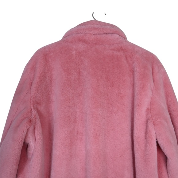 Urban Republic Collection Women's L Pink Faux Fur Longline Coat - Picture 4 of 9